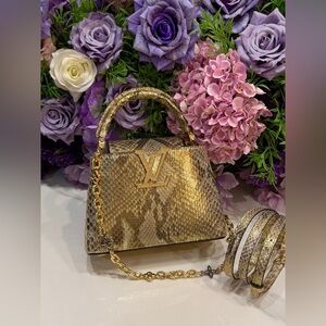 Louis Vuitton Capucines Mini Gold Python Handbag